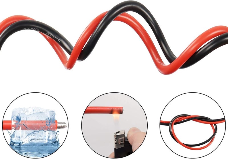 XMSJSIY Solar Battery Cables 10 Gauge Power Inverter Cables with 3/8" Ring Terminals 10AWG Wire Tinned Copper Tray Extension Cable for Solar,RV,Auto Car,Boat (1M) - Image 5